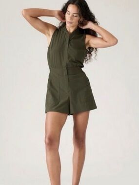 Athleta Brooklyn Utility Romper Women’s Size 12 Dark Green Active Military